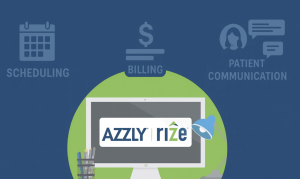 Illustration of a behavioral health practice management software dashboard showing scheduling, billing, and patient communication tools for mental health and addiction treatment providers.
